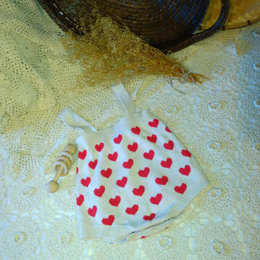 Cat & Jack Red and Cream Heart Diaper Cover